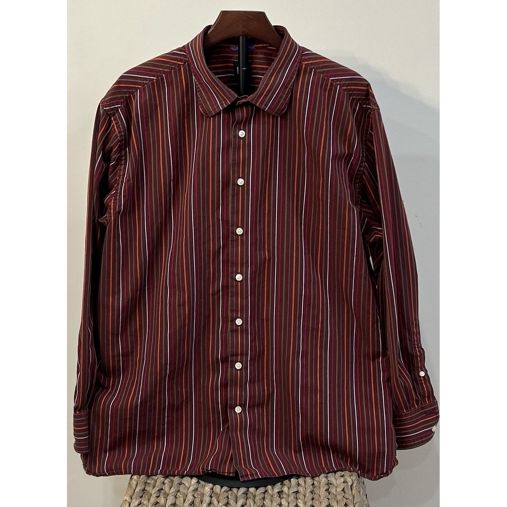 GAP Men's Shirt Long Sleeve Button Up Striped Fitted XX-Large (18-18.5) Colorful